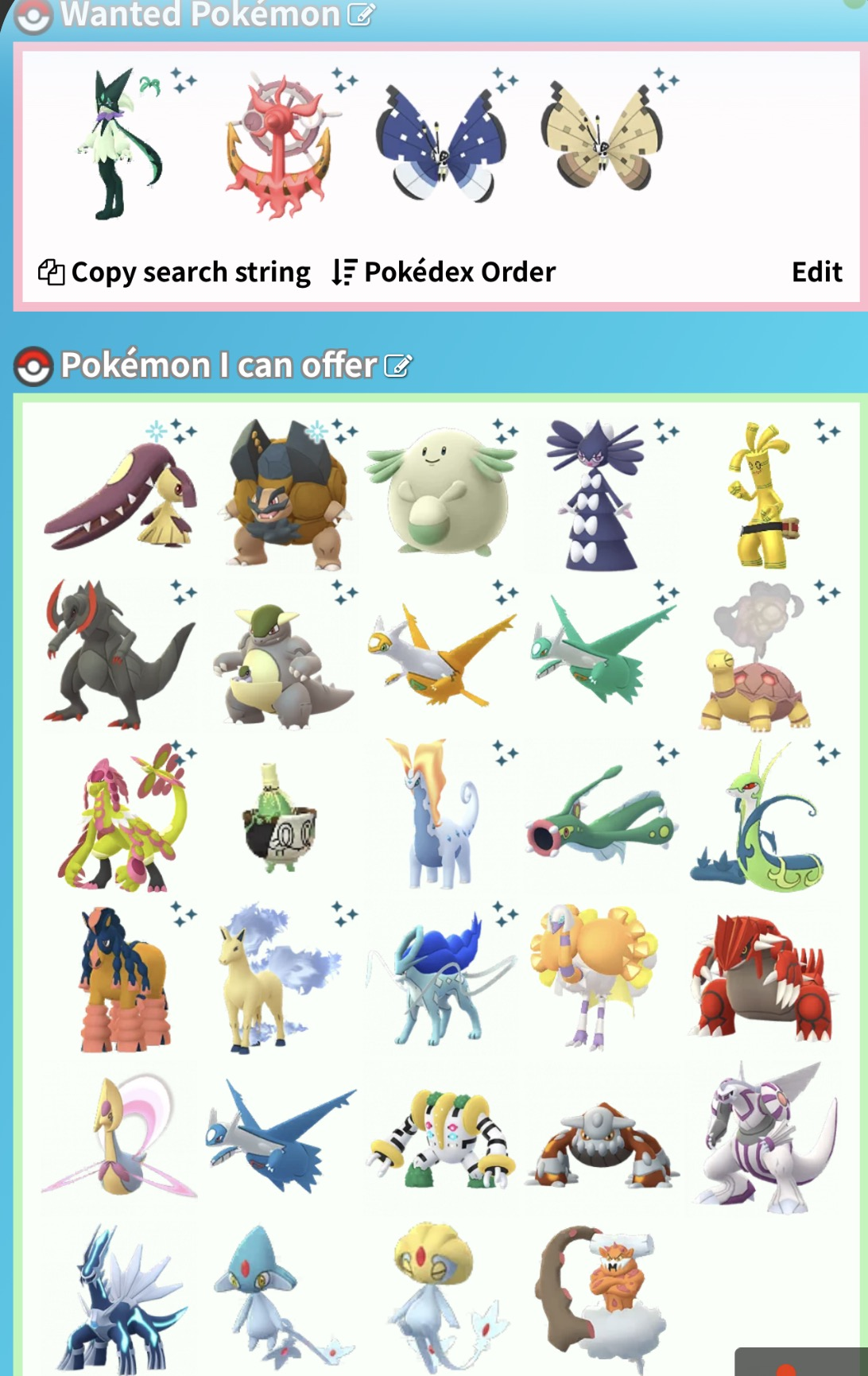 Shiny Pokémon Trading & PoGo Stamp List | Pokémon Champions