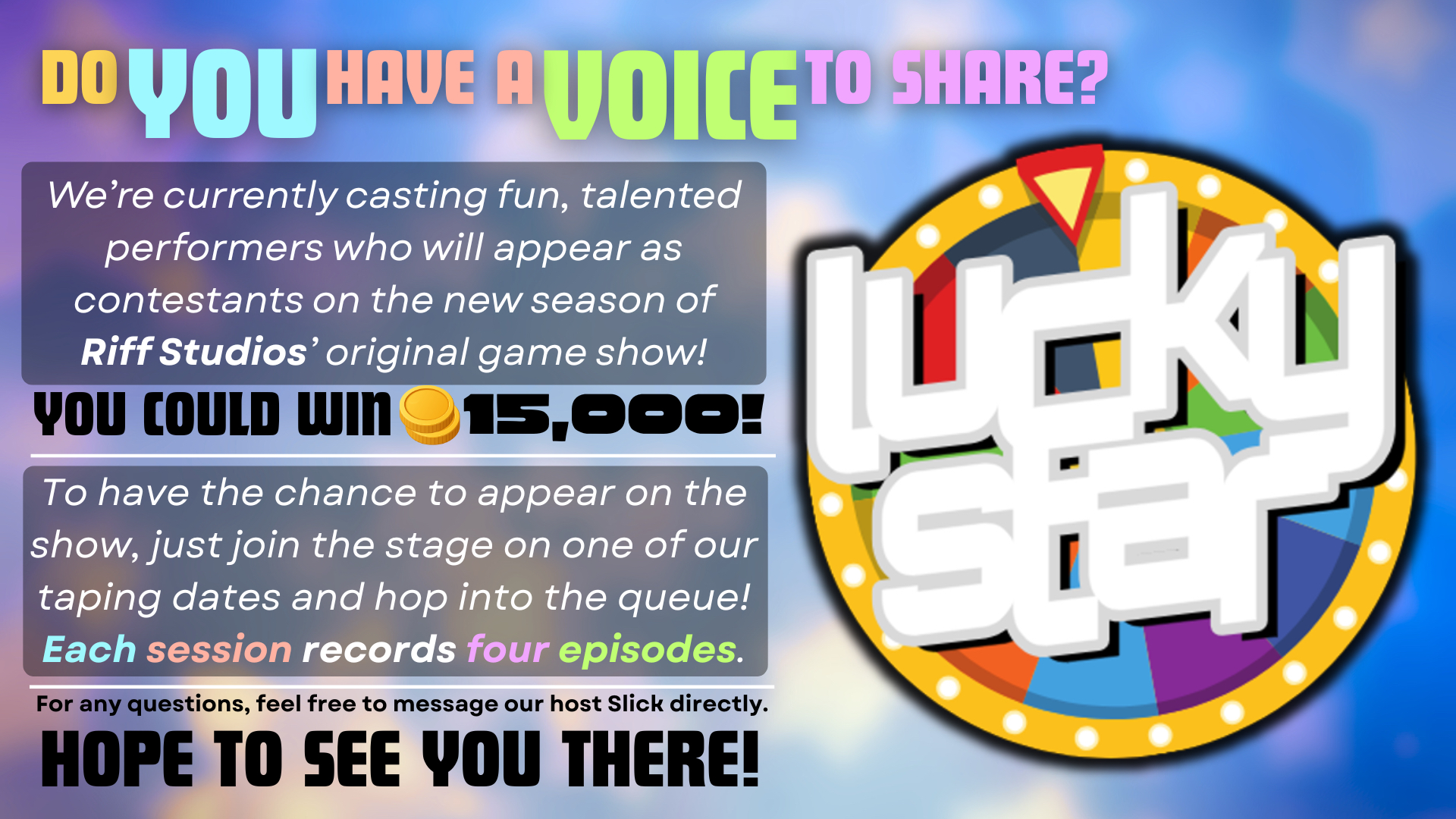 Lucky Star Taping Tonight at Riff-Off