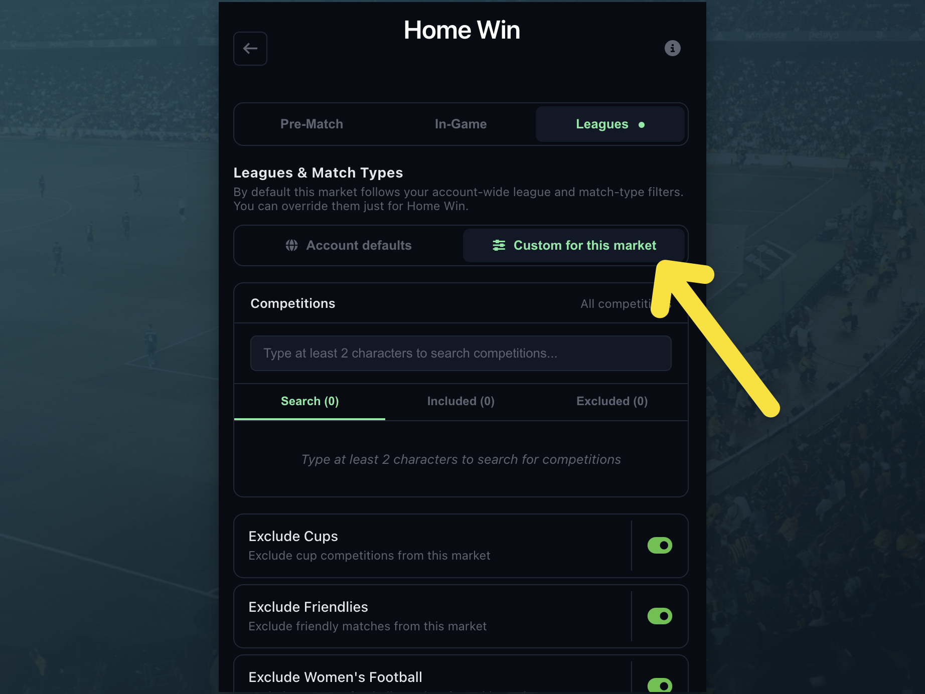 🔥 In-Play Funnel, Now with Per-Market Filters for Total Control