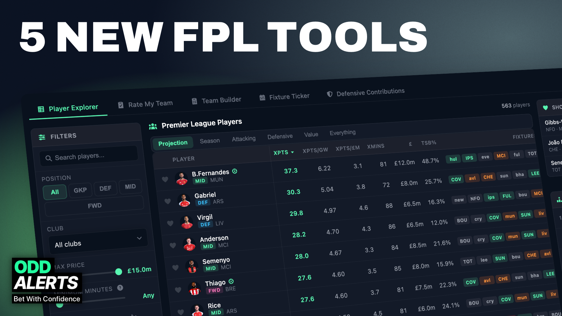 FPL Tools. Now on OddAlerts. 📈👕
