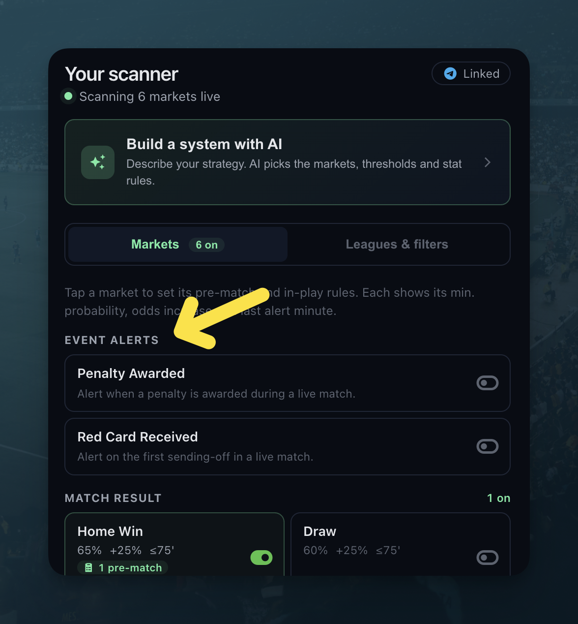 🚨  In-Play Funnel: Red Card and Penalty Presets Available for Pro