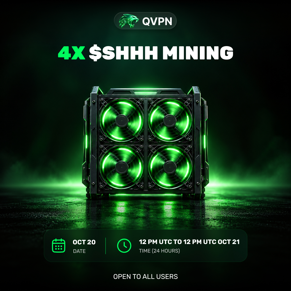 QVPN 4X $SHHH Mining Boost Starts Tomorrow