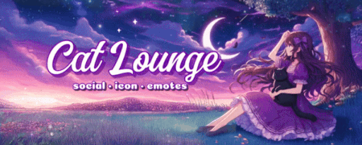 Cat Lounge | Chill • Emotes • Stickers • Chat • Guildtag • Emojis • Active • Cute • Socializing Discord server banner