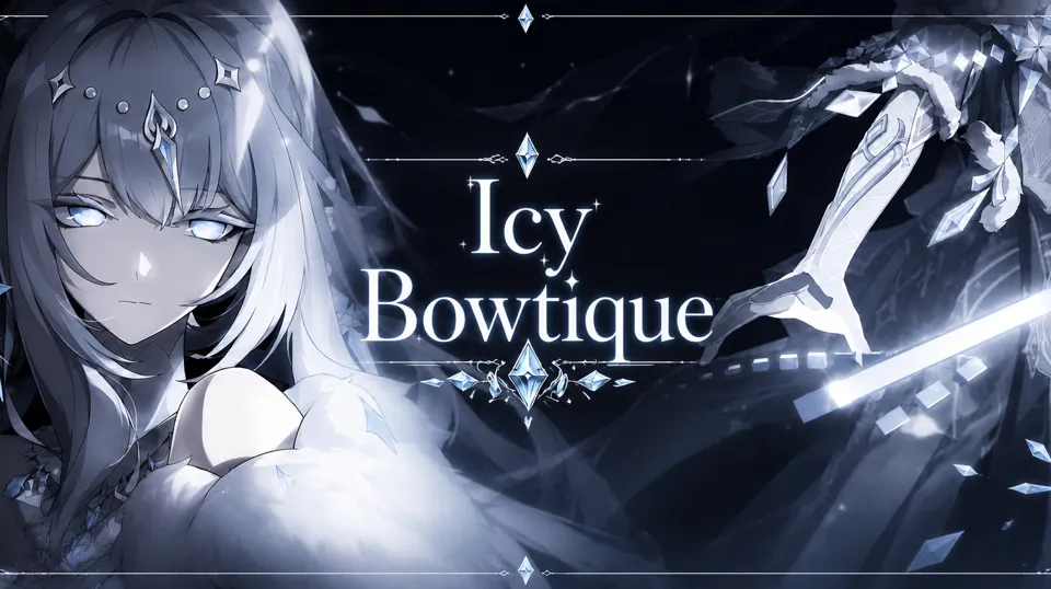 ⋆꙳•̩̩͙❅*̩̩͙‧͙ Icy Bowtique ‧⊹ decor ⊹ tags ⊹ gws ⊹ emojis *̩̩͙❆ ͙͛ ˚₊⋆ Discord server banner
