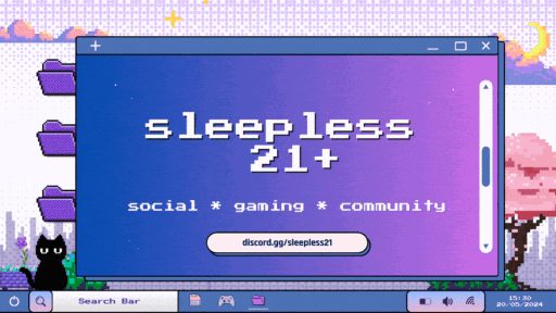 sleepless 18+ Discord server banner