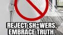 Anti Showering activists banner