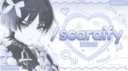 𝜗ৎ (˶ᵔ ᵕ ᵔ˶) scaraifys cult 𓈒 ྀ ͚ Discord server banner