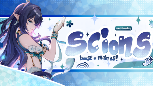 /scions ˘ 🪽 guilds ㆍ αctive ㆍ decor ㆍ sociαl ㆍ gwys Discord server banner