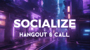 Socialize | Active VC Server • Hangout • Voice Chat • Call • Social • Chill • Anime • Memes • Emojis Discord server banner