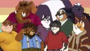 Dads hanging out banner