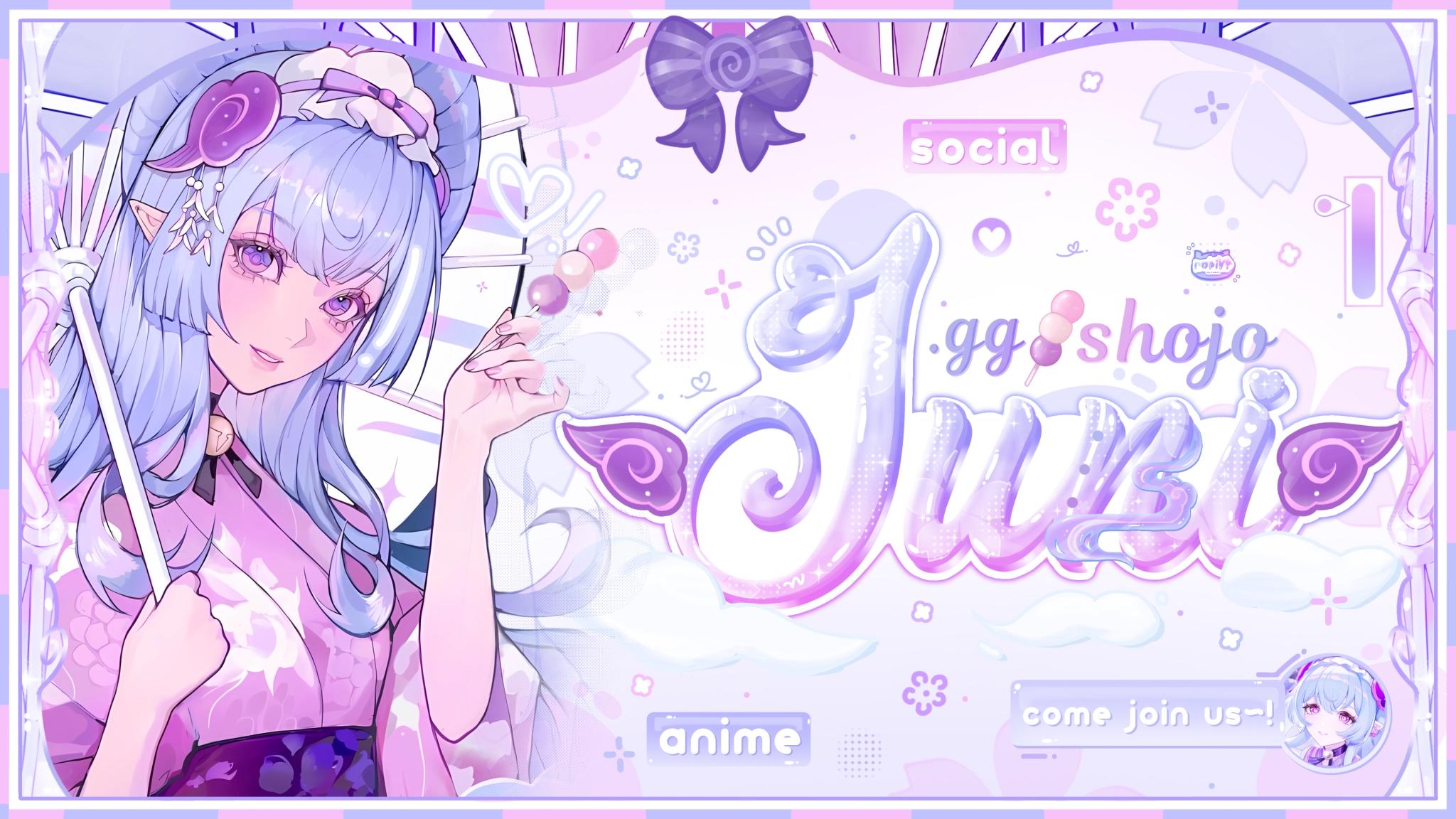 Discovery splash banner for juni 🍙 .anime .social .gaming Discord server