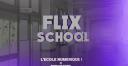 Discovery splash banner for Flix School #BACK Discord server