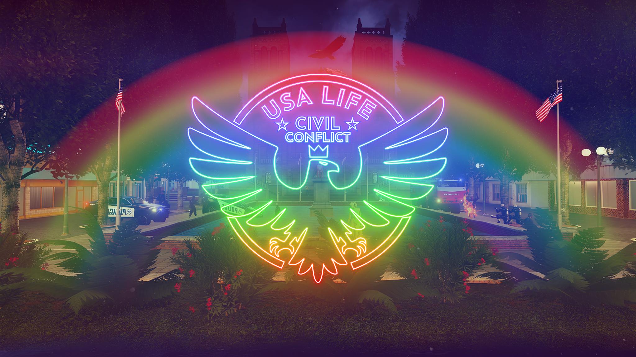 Discovery splash banner for USA LIFE RPG Discord server