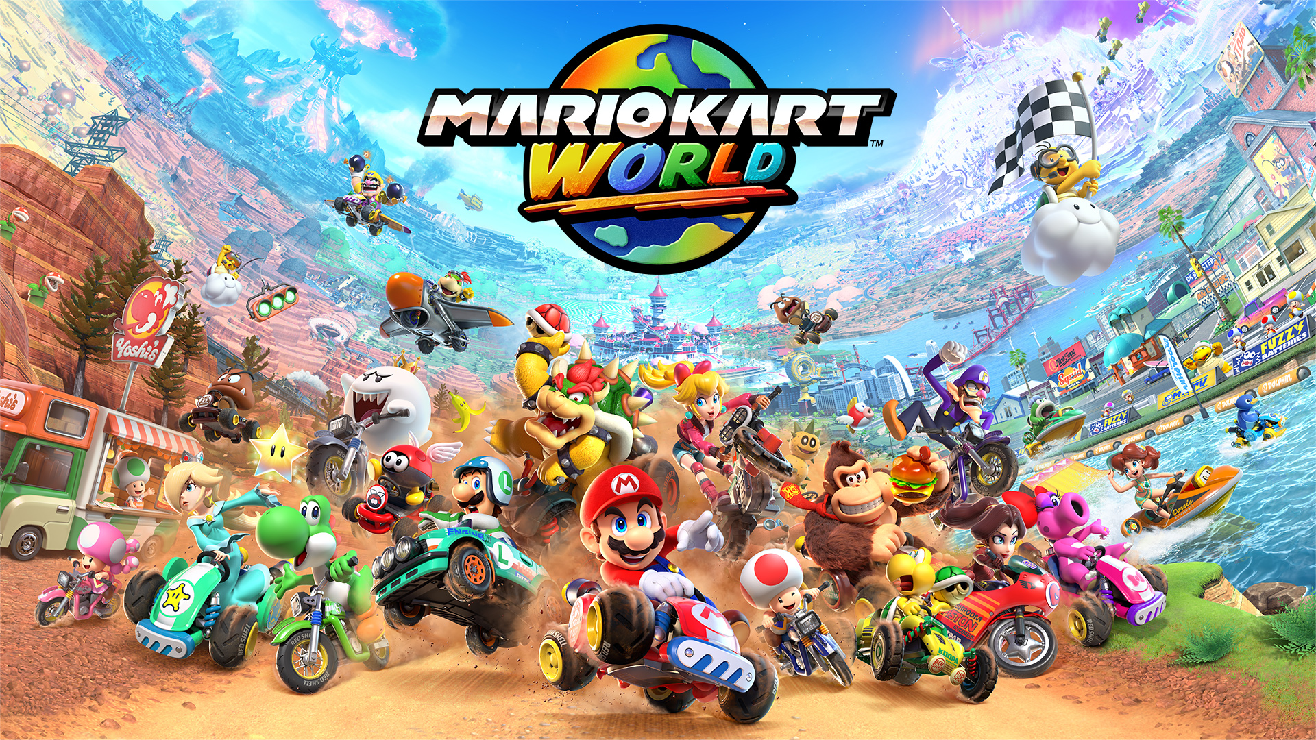 Discovery splash banner for Mario Kart World Discord server