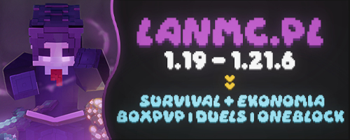 Discovery splash banner for LANMC.PL - Serwer Minecraft  1.21.10 Discord server