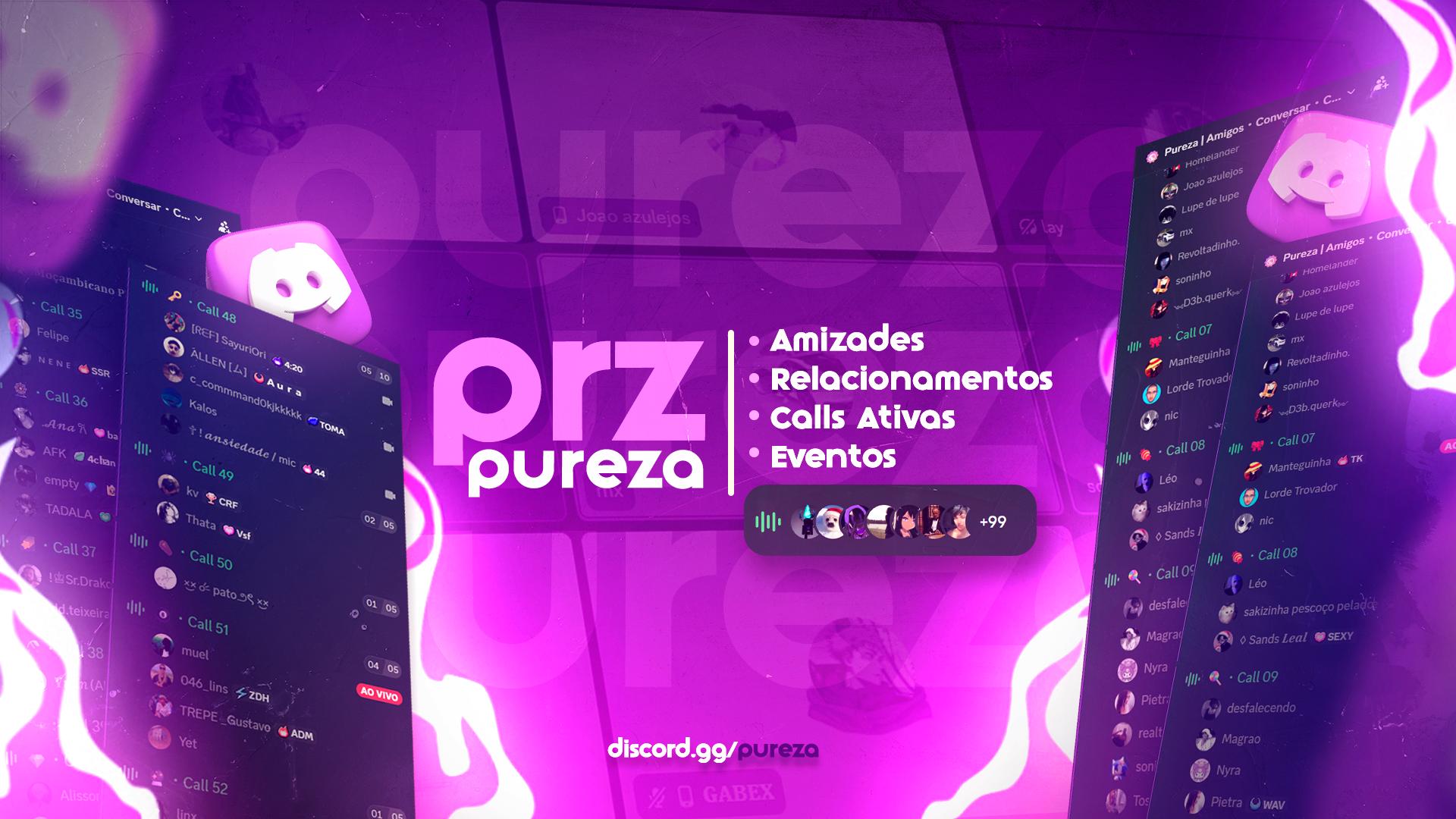 Discovery splash banner for Pureza | Amigos・Conversar・Call・Amizade・Brasil・Comunidade・Roblox・Minecraft・BR・FiveM Discord server