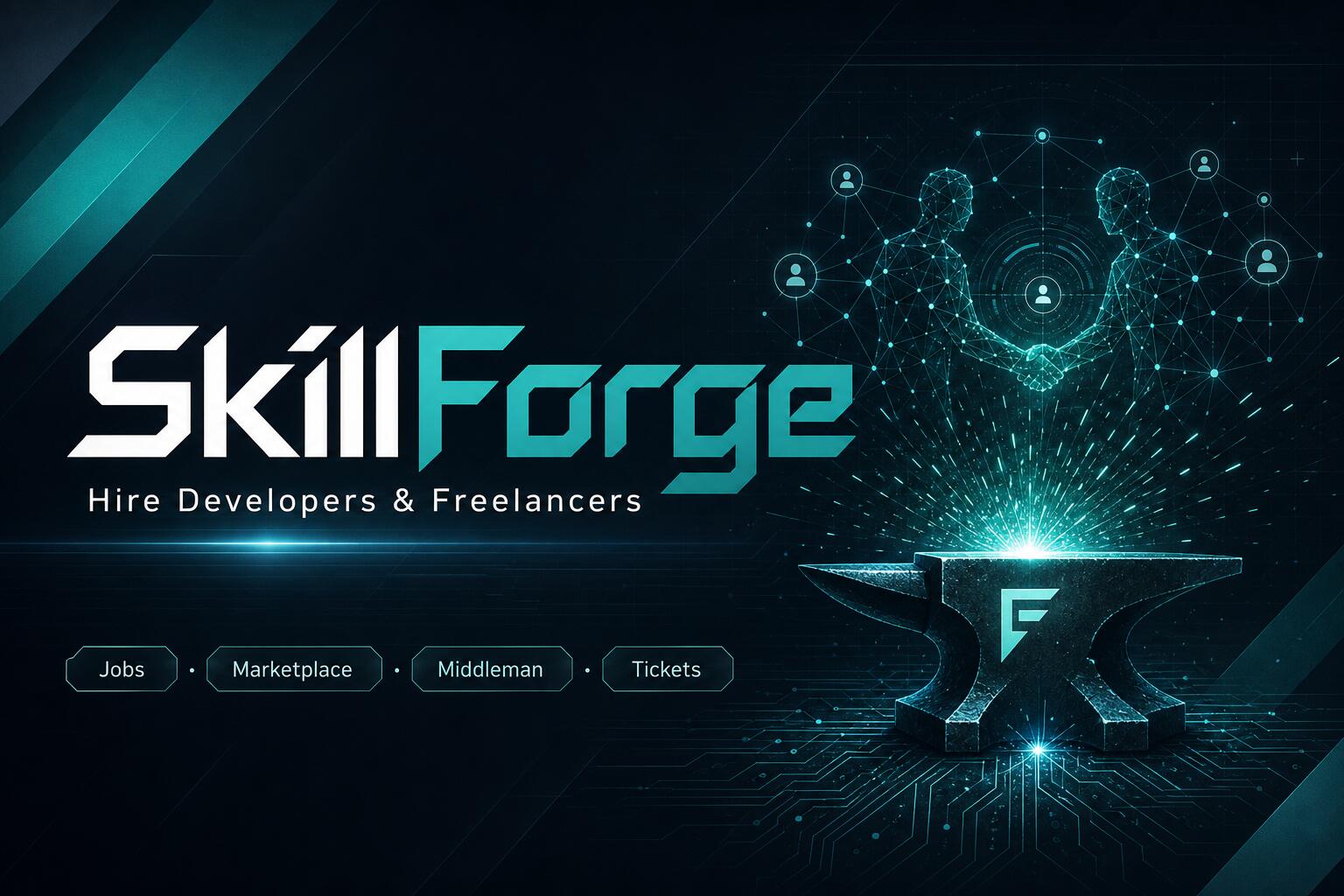 Discovery splash banner for SkillForge | Hire Developers & Freelancers Discord server
