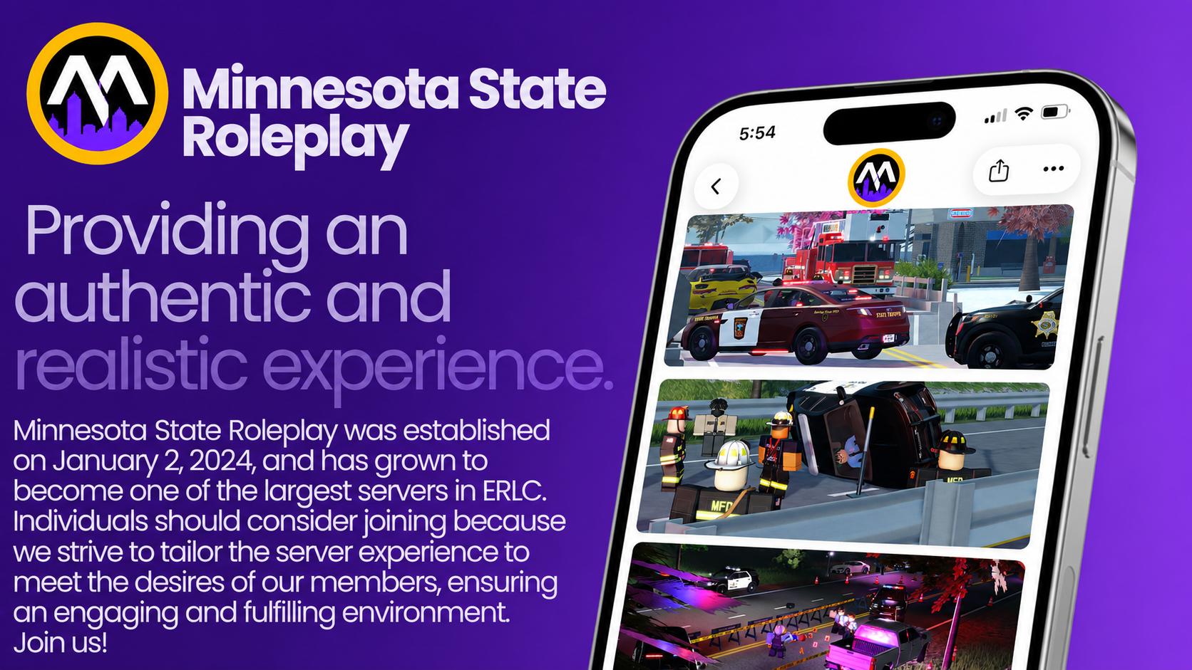 Discovery splash banner for Minnesota State Roleplay Official | VC Only® Discord server