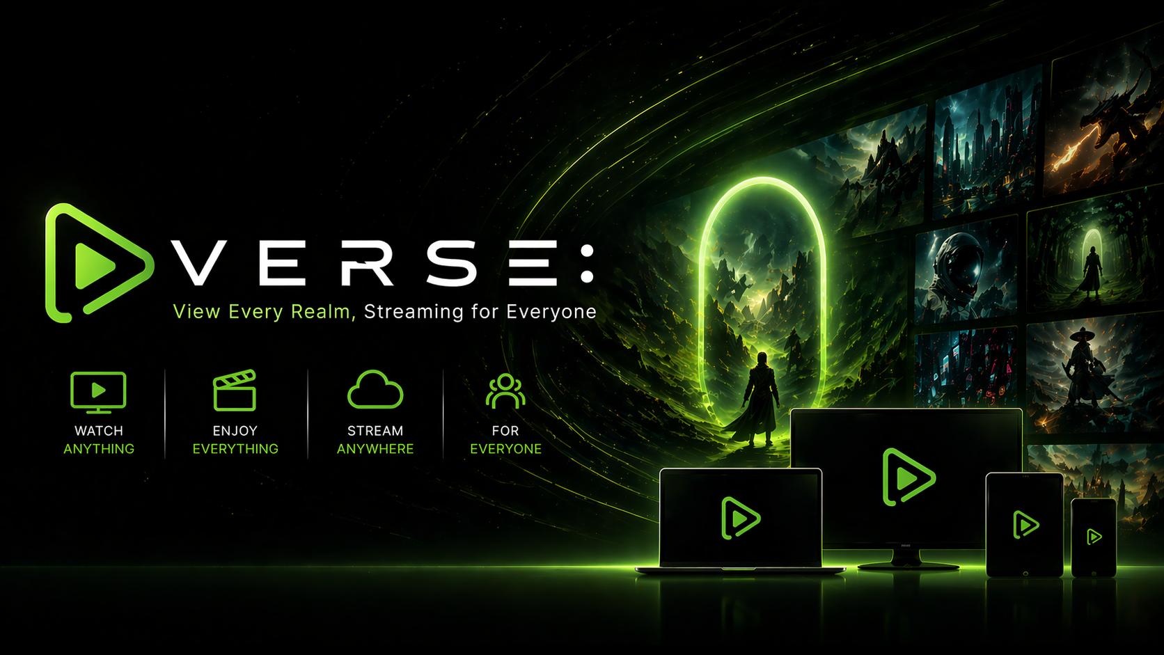 Discovery splash banner for VERSE: View Every Realm, Streaming for Everyone Discord server