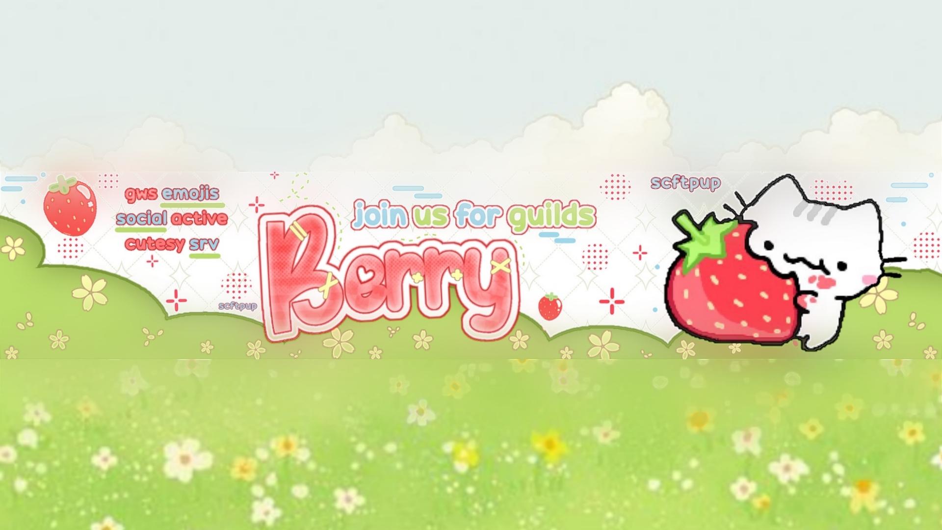 Discovery splash banner for 。˚ೀ berry ☁ guild tags﹒emojis﹒giveaways﹒social Discord server