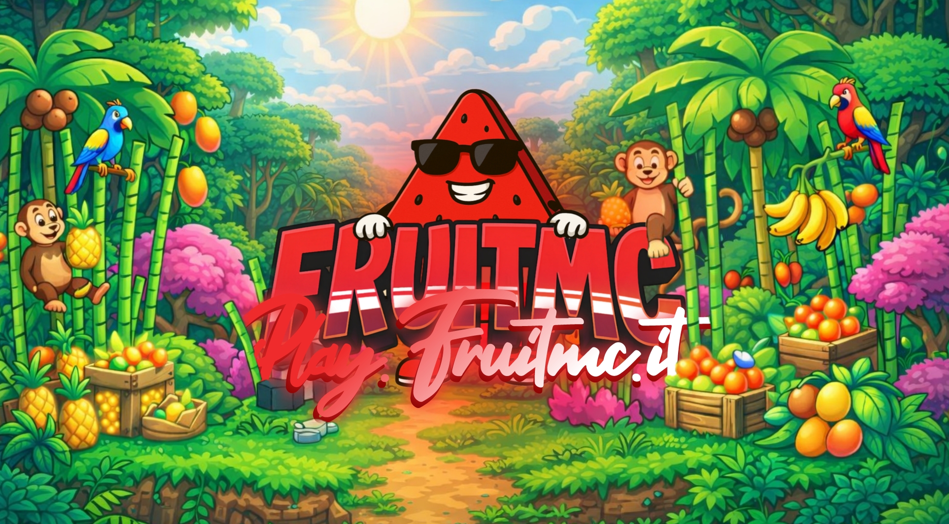 Discovery splash banner for FruitMC 🍉🌴 Discord server