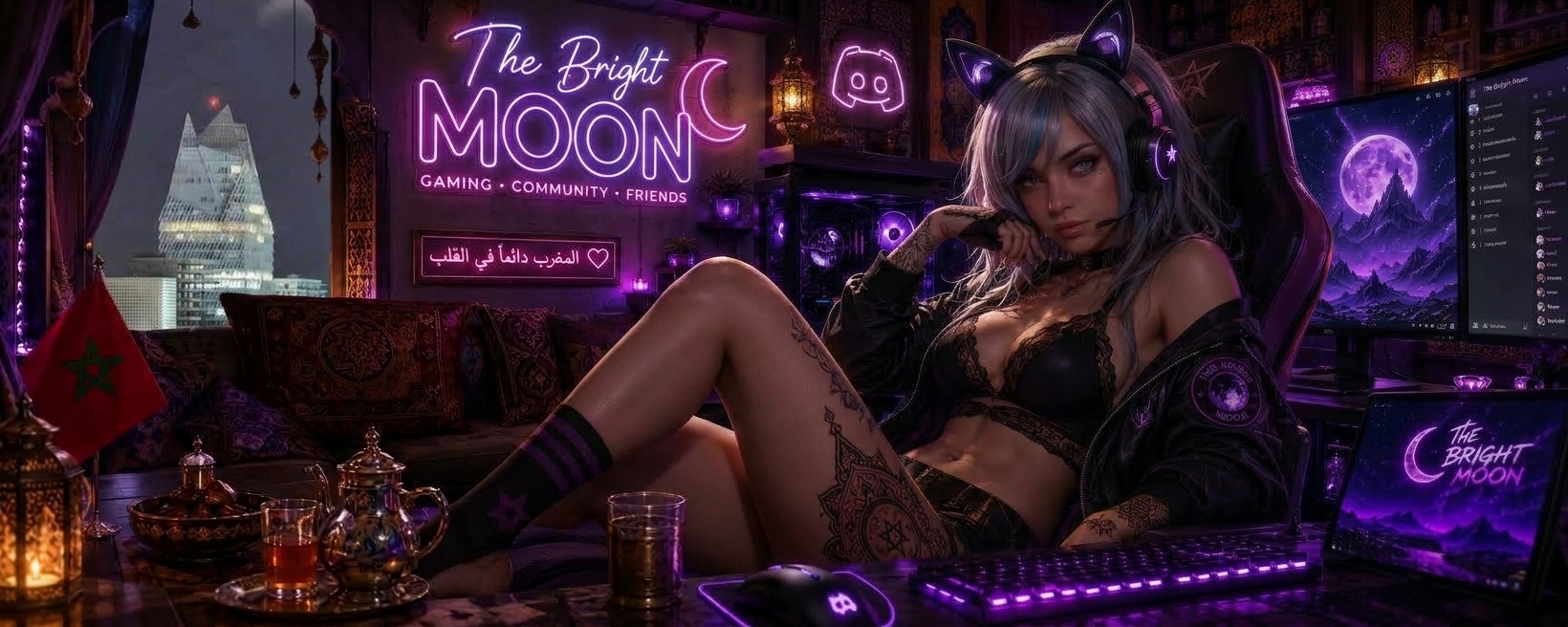 Discovery splash banner for Bright Moon #GoodVibes Discord server