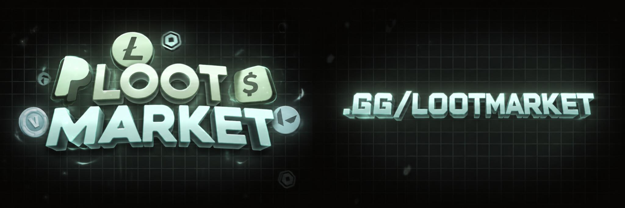 Discovery splash banner for Loot Market™ | Cheap Robux, V-Bucks, Valorant Points, Rocket League, Apex Legends , COD, R6, LOL Discord server