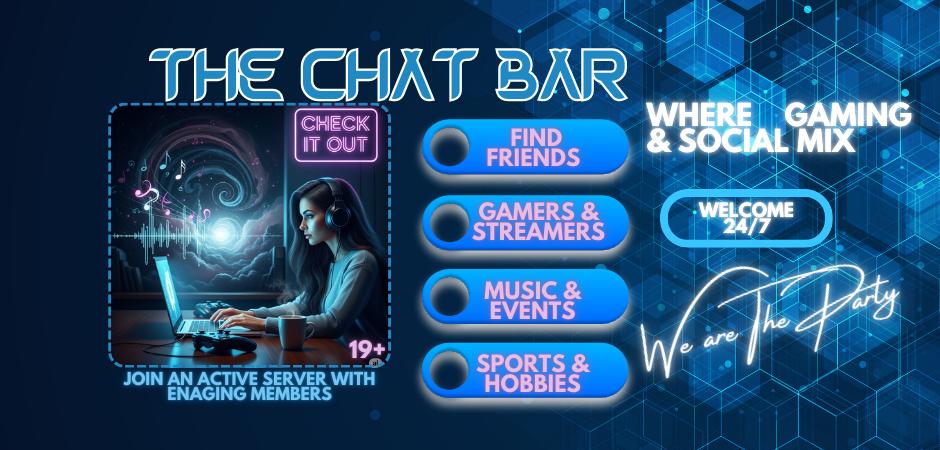 Discovery splash banner for The Chat Bar Discord server