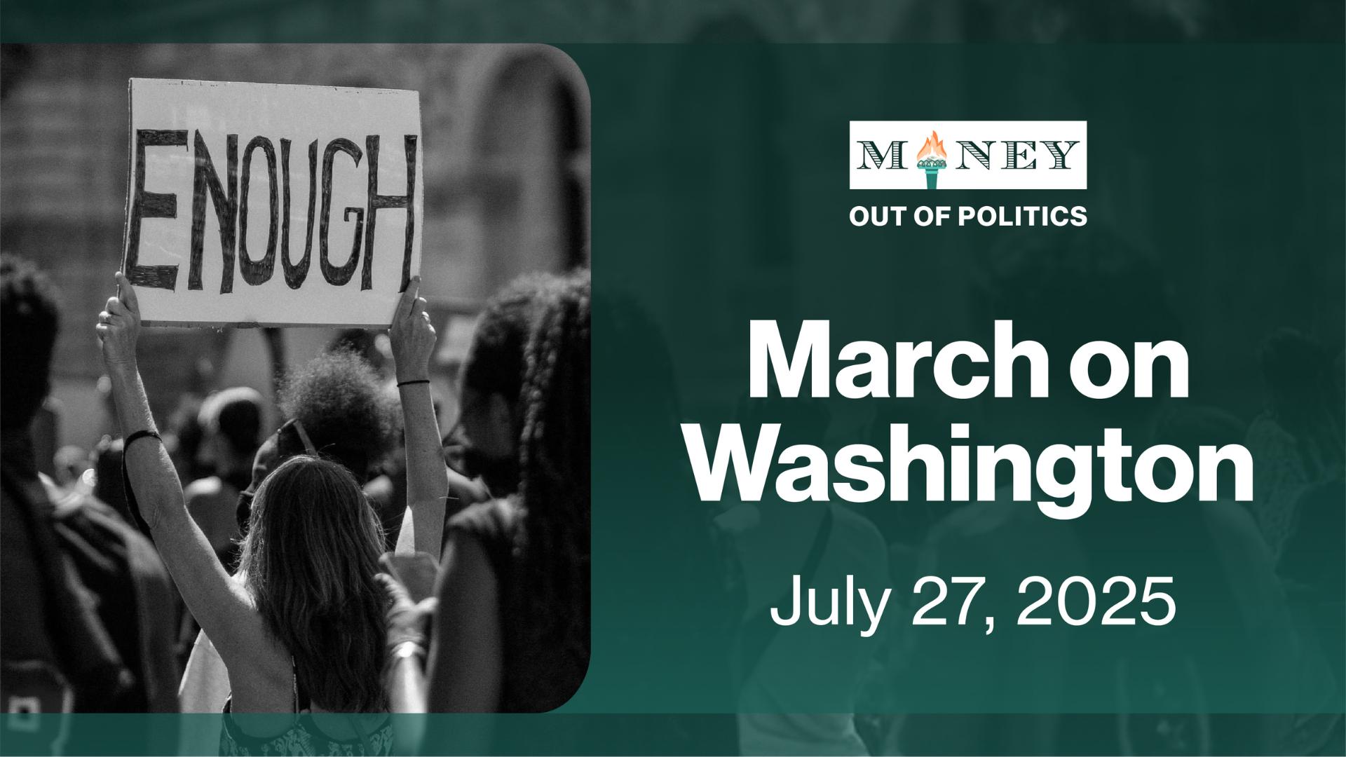 Discovery splash banner for Money Out of Politics Movement Discord server