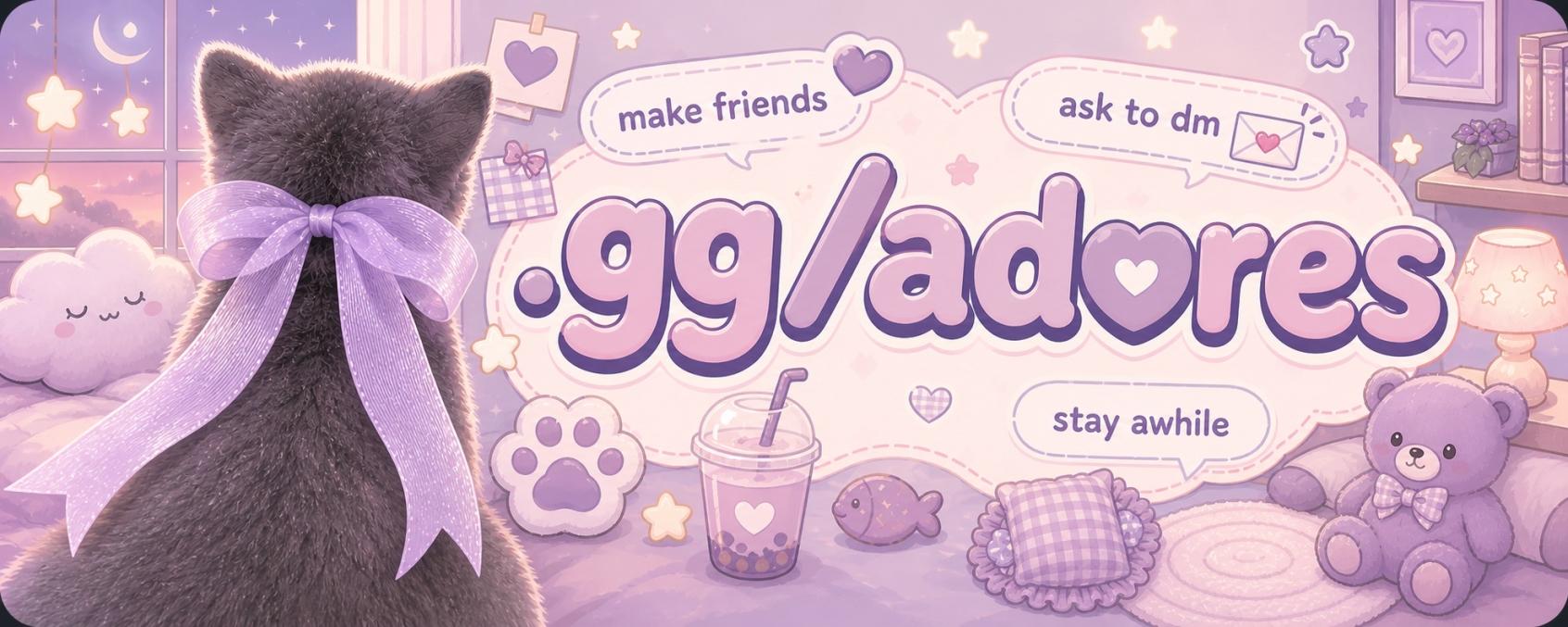 Discovery splash banner for ୨୧ ノadores . . ა asktodm .intros .friends .hangout .giveaways .chat .dm .nitros . love Discord server