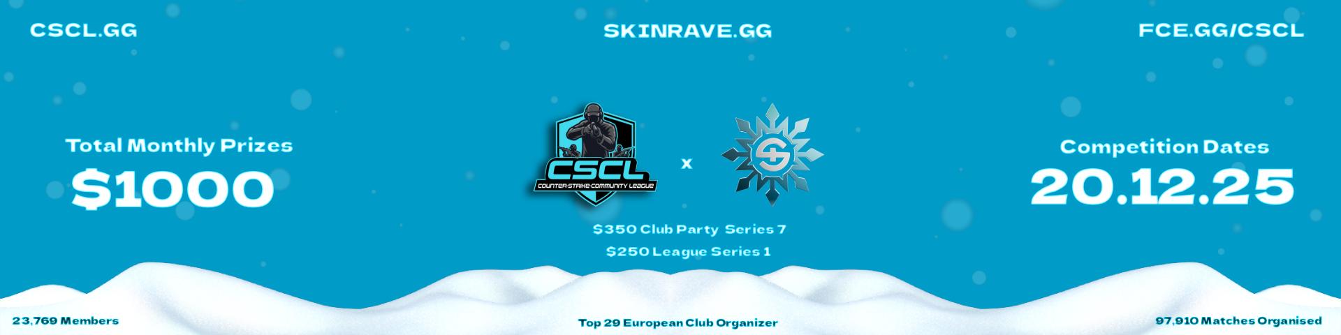Discovery splash banner for CSCL x Skinrave.gg Discord server