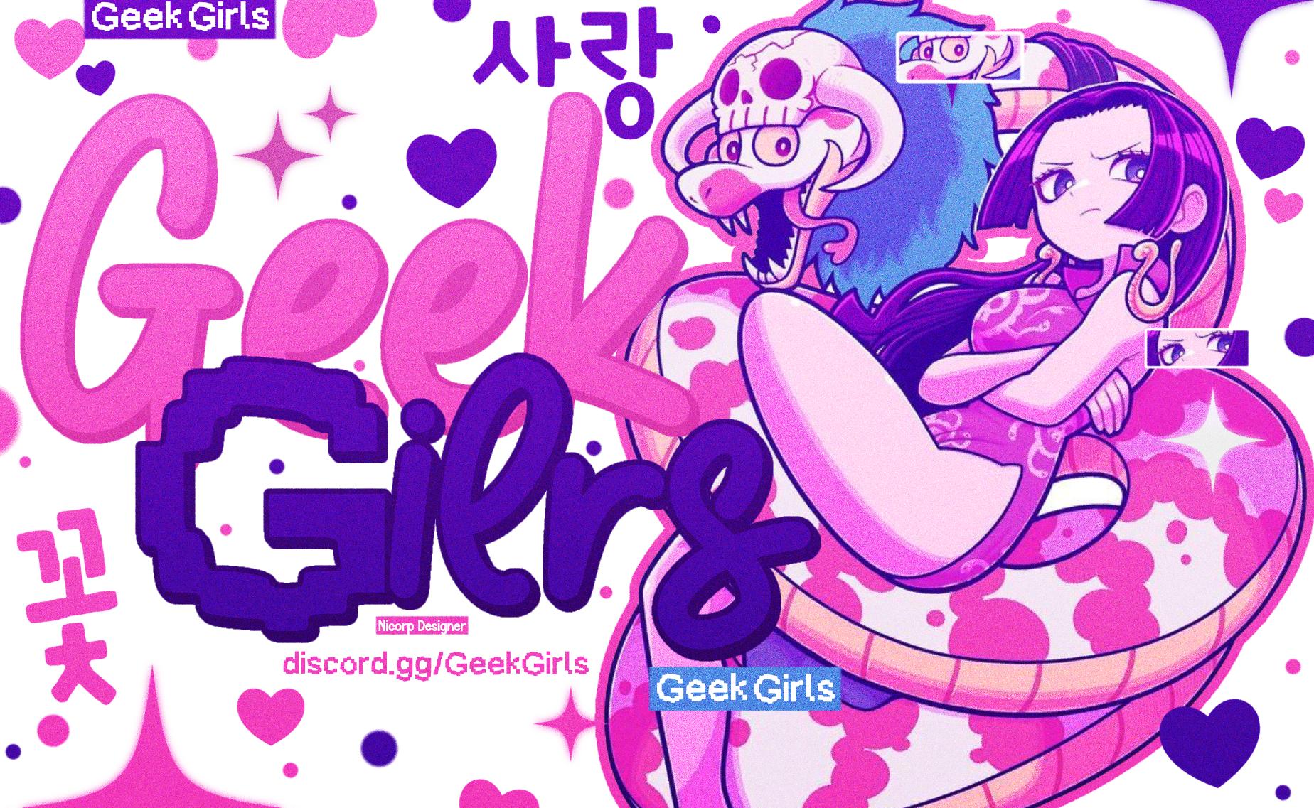 Discovery splash banner for Geek Girls Discord server