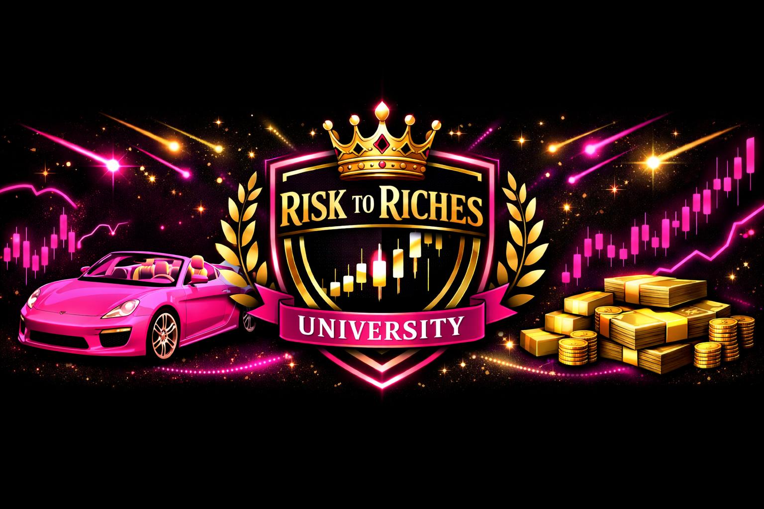 Discovery splash banner for Risk 2 Riches University Discord server