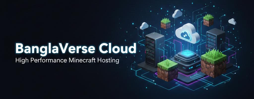 Discovery splash banner for BanglaVerse Cloud ● A Non-Profit Game Hosting Platform Discord server