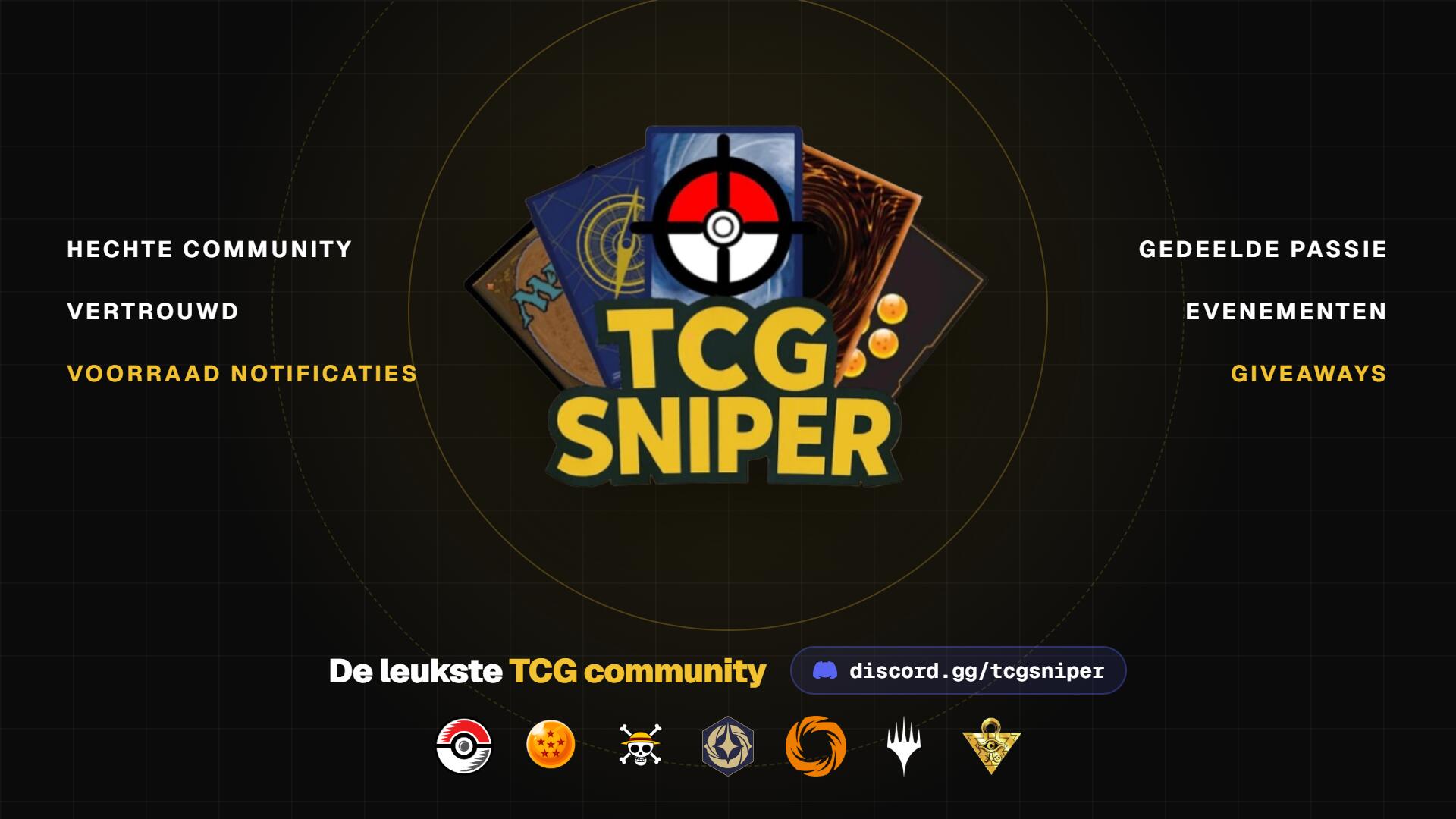 Discovery splash banner for TCGSniper Discord server