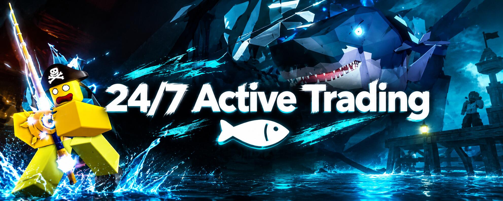 Discovery splash banner for Fisch Trading Server Discord server