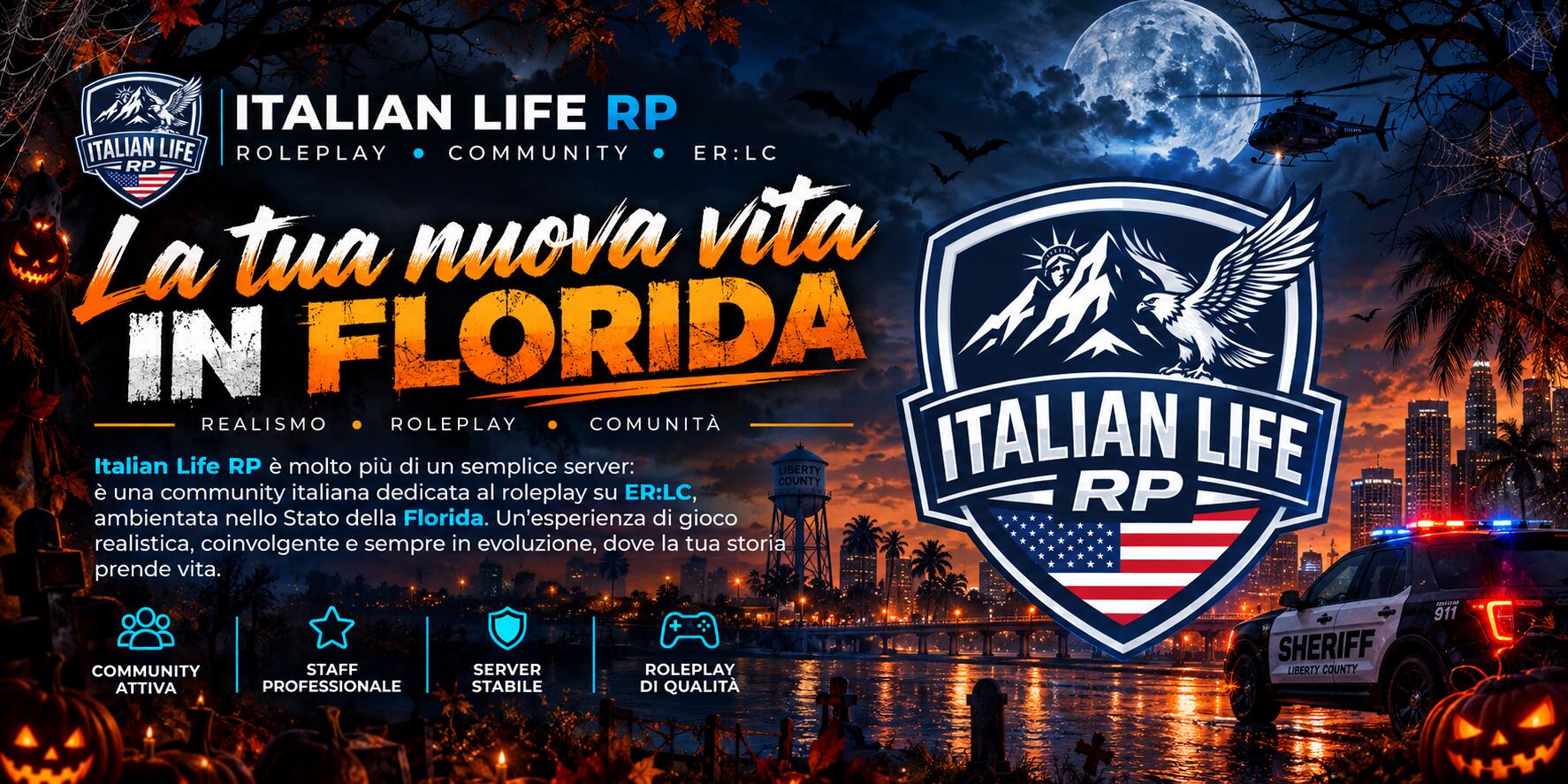 Discovery splash banner for 🎃 | Italian Life RP • American Edition Discord server
