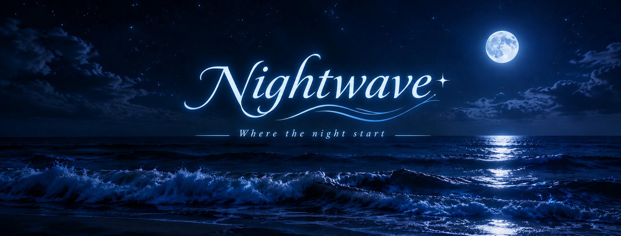 Discovery splash banner for Night waves ™ || • Social • Chilling • Giveaway • Events • Hangout Discord server