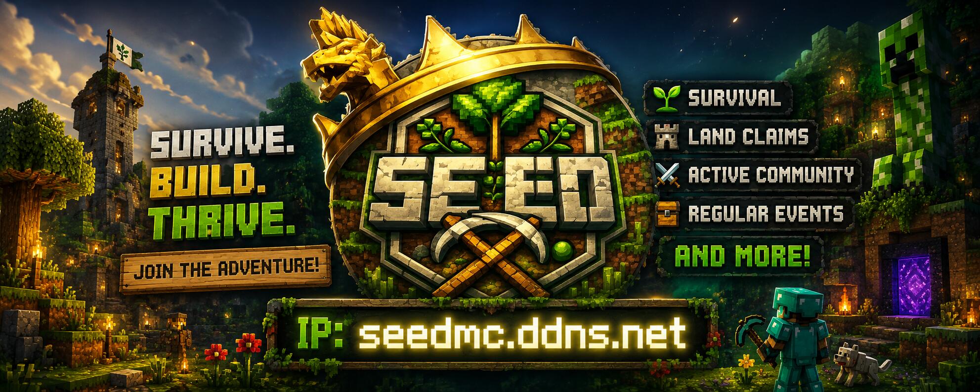 Discovery splash banner for SEED MC ❌ LAPATA SMP ✅ Discord server