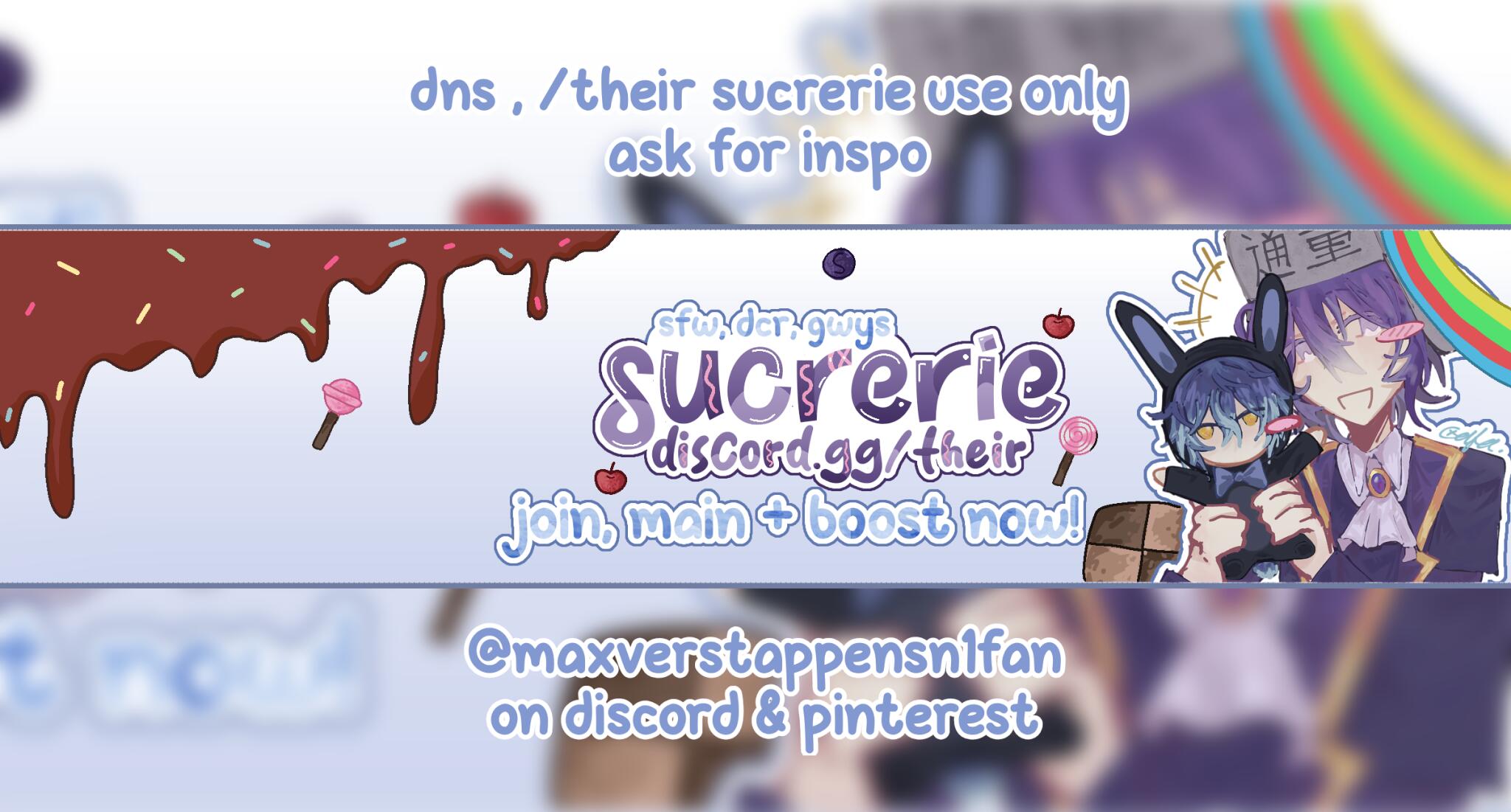 Discovery splash banner for ✿ ᣟ𓏼ᩙ 🧁 /their sucrerie. "૮₍ •⤙•˶₊˚ෆ Discord server