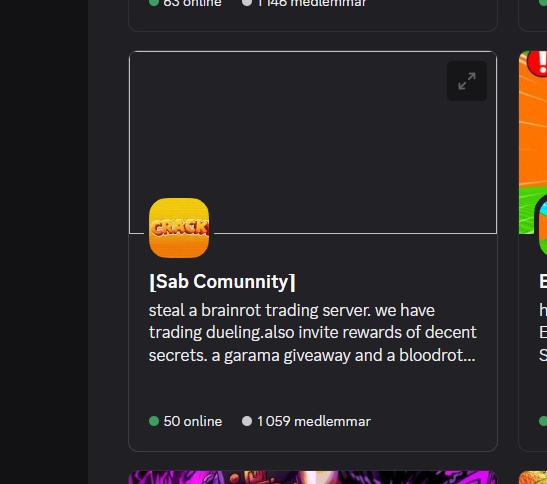 Discovery splash banner for steal a brainrot and kick a lucky block Discord server