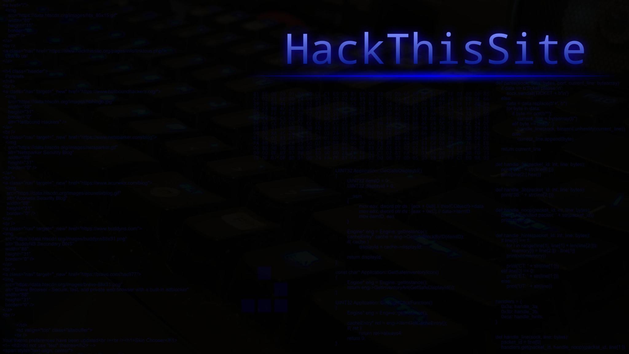 Discovery splash banner for Hack This Site Discord server