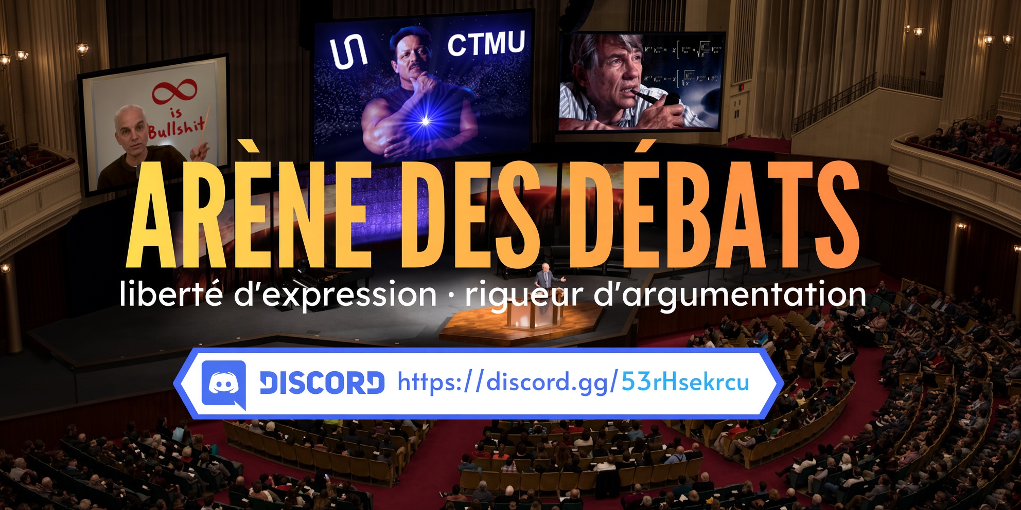 Discovery splash banner for ARÈNE DES DÉBATS Discord server
