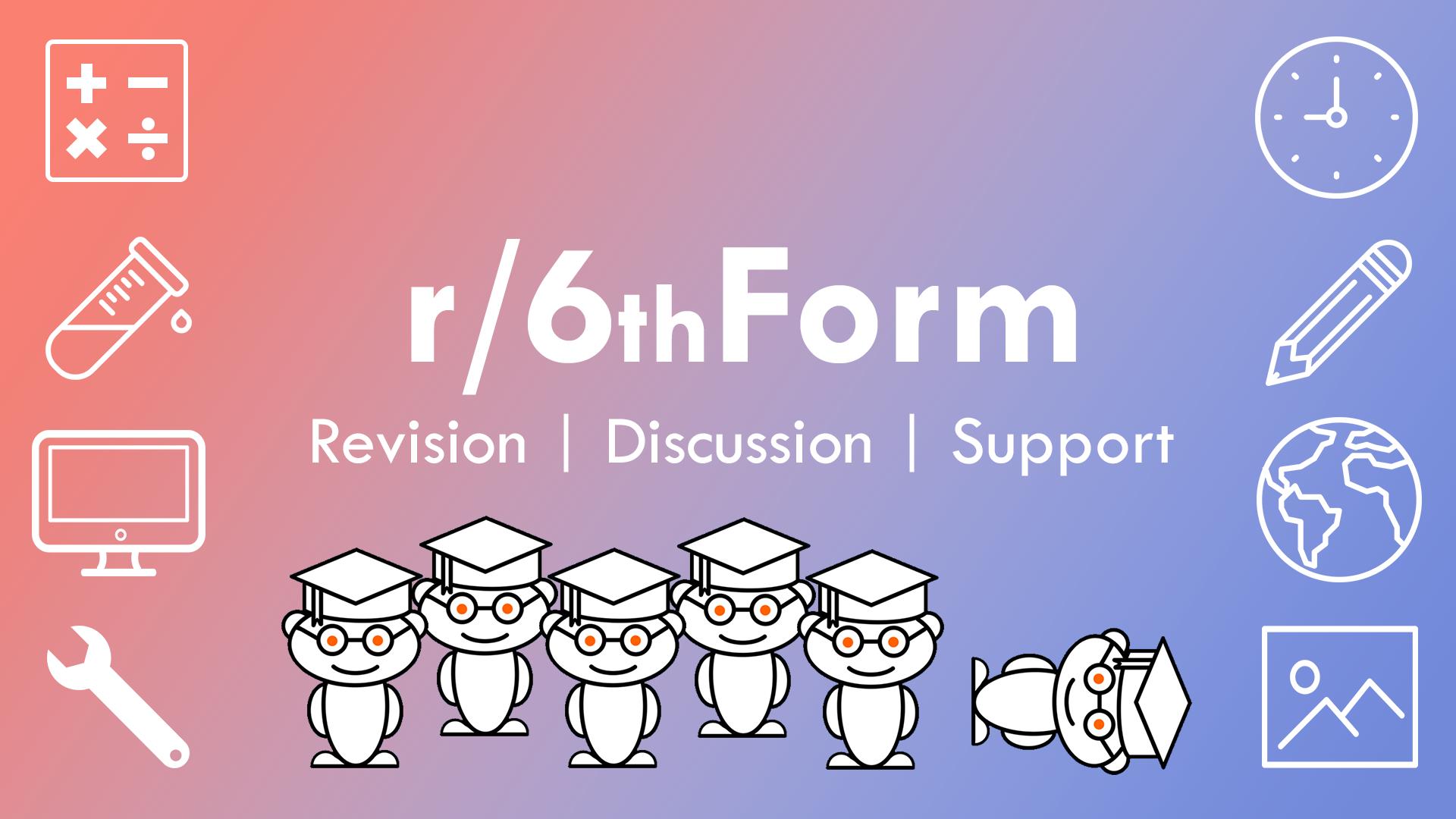 Discovery splash banner for r/6thForm Discord server