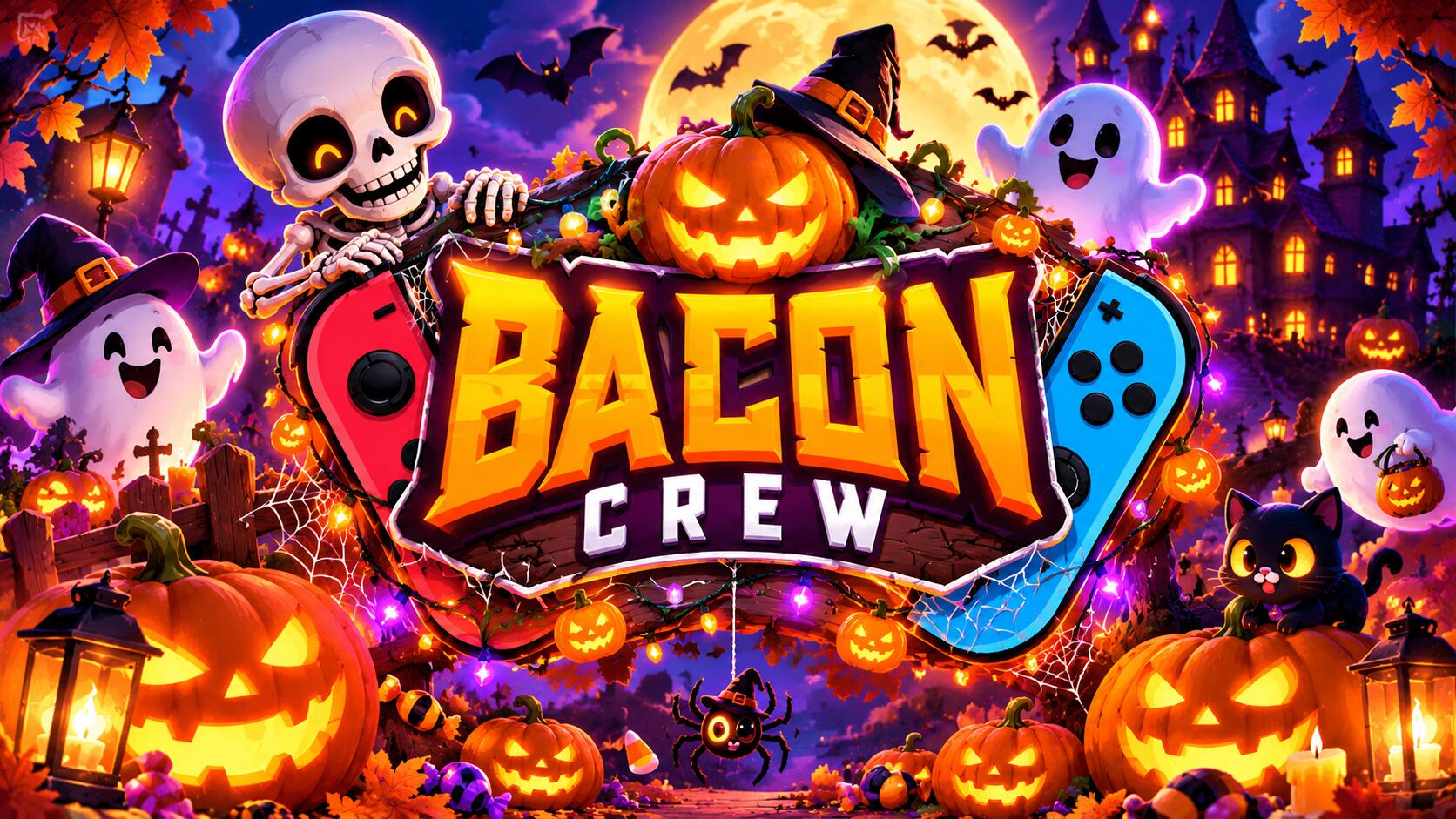 Discovery splash banner for Bacon Crew 🎃 Discord server
