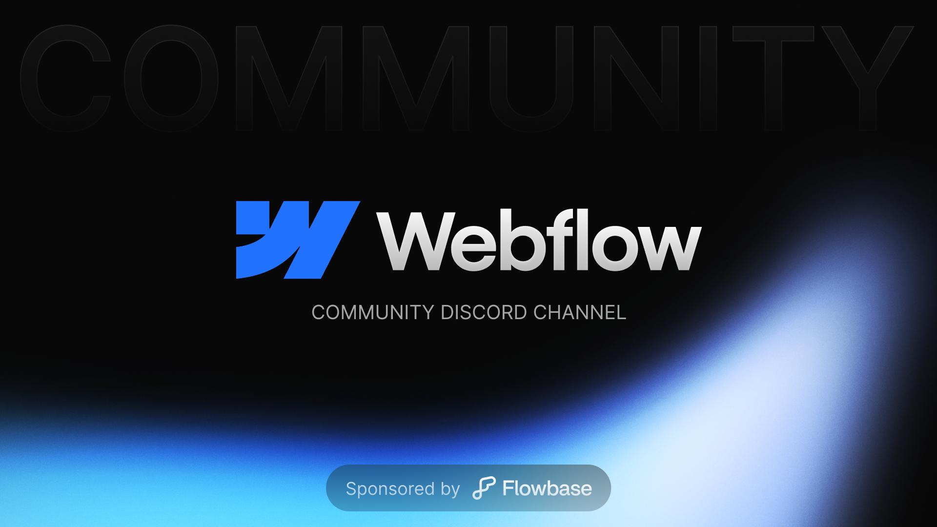 Discovery splash banner for Webflow Community Discord server