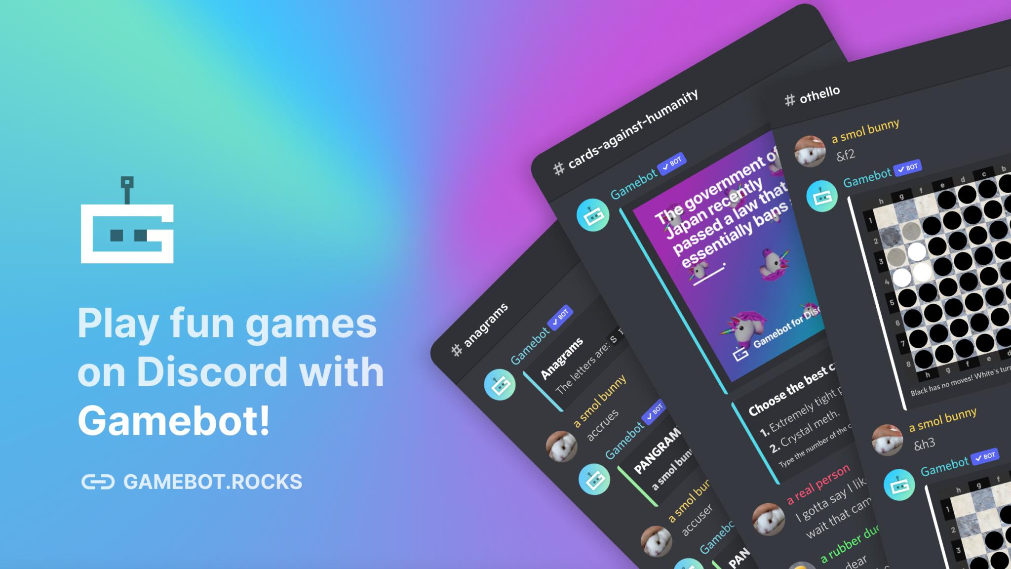 Discovery splash banner for Gamebot Community Discord server