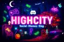 Discovery splash banner for HighCity・Social・Memes・Sing・Gaming・VC・Art・EGirl・Active・Chat・Friends - E for Everyone! Discord server