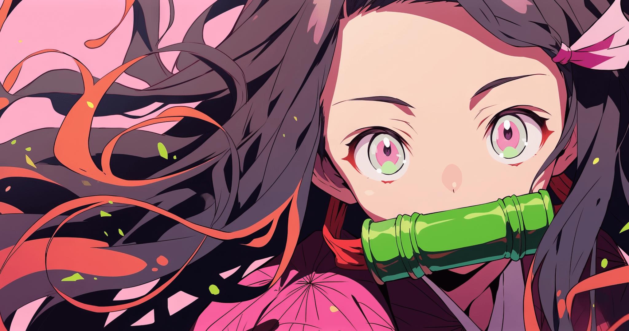Discovery splash banner for Nezuko ・ Demon Slayer | Anime & Social・ Chatting ・ Voice ・ Genshin ・ Emojis & Emotes・ Stickers Discord server