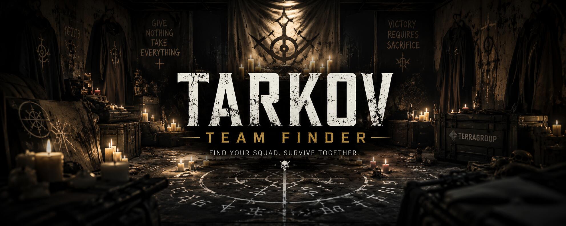 Discovery splash banner for Tarkov Team Finder Discord server